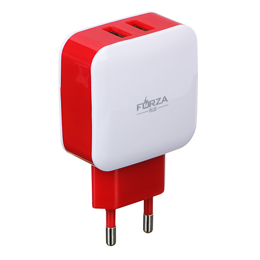 FORZA Зарядное устройство, 2 USB, 2А, 220 V, пластик