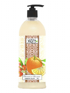 Жидкое мыло Веста 2х1 Облепиха и апельсин 1000 мл.1/10 шт.