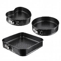 VETTA Набор форм разъемных для выпечки 3шт, с а/п покрытием, угл.сталь (квадратная, круглая, сердце)