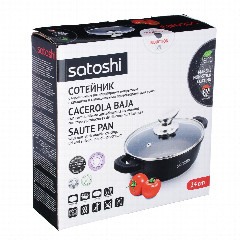 SATOSHI Лион Сотейник с крышкой 2,5л d24х7см, а/приг.покр.Мрамор, силик.протекторы ручек, индукция