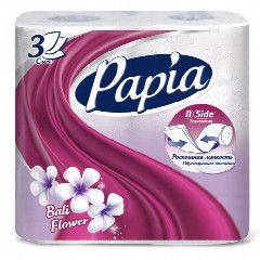 Бумага туалетная Papia 4 рул.3-х.сл Балийский Цветок.*14