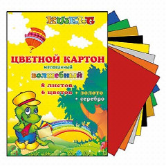 Картон цветной А4 волшебный 8л 8цв Kwelt золото+серебро арт. КР-000018