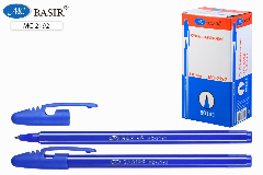 Ручка шариковая " Basir " синяя 1мм синий пластиковый корпус с белой полосой. МС-2192