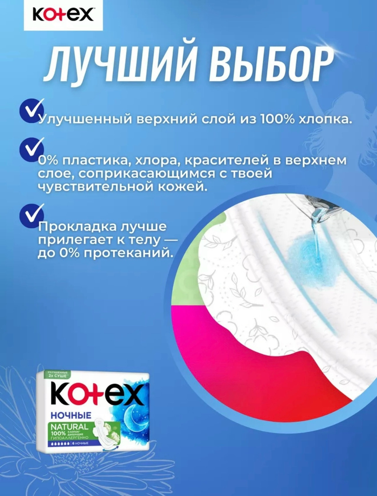 КОТЕКС прокл.Нэчурал 6шт Ночные *1/10