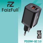 Сетевой адаптер зарядного устройства FaizFull FC102, 2×USB Type-C, 20 Вт
