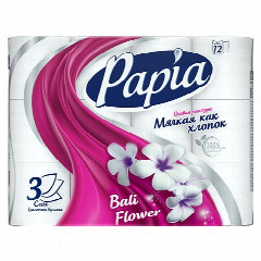 Туалетная бумага Papia «3х-слойная, Балийский цветок», 12 шт