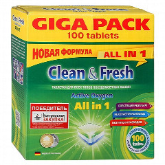 Таблетки для посудомоечных машин Clean & Fresh «Active Oxygen, All in 1», 100 шт