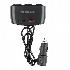NEW GALAXY Разветвитель прикуривателя, 3 выхода + 1 USB, 60W, 12/24В, пластик