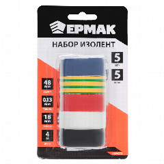 ЕРМАК Набор изолент 5шт d48ммх0, 13х18ммх4м, 5цветов