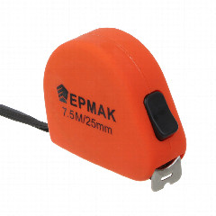 ЕРМАК Рулетка "СОФТ-ТАЧ", 7,5м х 25мм, одинарный зацеп, корпус PP
