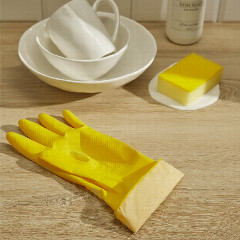 Перчатки резиновые желтые, L, VETTA