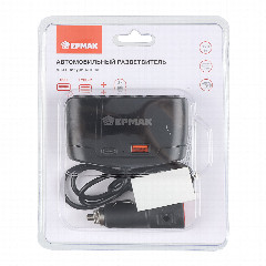 NEW GALAXY Разветвитель прикуривателя, 3 выхода + 1 USB, 60W, 12/24В, пластик
