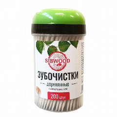 GRIFON Зубочистки из дерева 200шт, в пластиковой баночке, 400-003