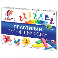 Пластилин " Луч " Классика 8цв 160г со стеком, картонная упаковка. арт. 12С867-08