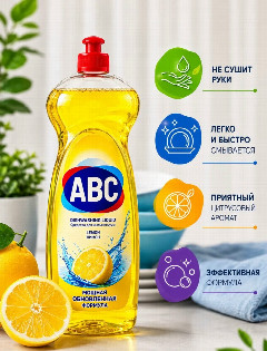 АВС д/мытья посуды 500мл. Лимон*6/24