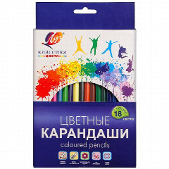 Карандаши " Луч " 18цв, шестигранные, деревянные, картонная упаковка