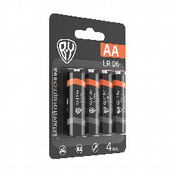 Батарейки AA BY (LR06) 4шт в блистере, щелочные 1.5V, высокой ёмкости