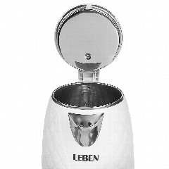 LEBEN Чайник электрический, 1,8 л, 1500 Вт, нержавеющая сталь, пластик, белый