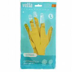 Перчатки прочные тм VETTA, размер L, латекс, желтый цвет