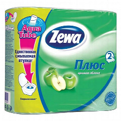 Туалетная бумага Zewa «Plus, 2-х слойная, Зеленое яблоко», 4 шт