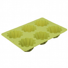VETTA Форма силиконовая 6 ячеек, для кексов, гофрированная, 25.5x18x3.5см, 3 цвета, HS-027