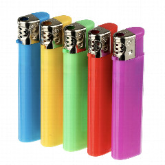Зажигалка пьезо, 2x8x1cм, 5 цветов, CL-01, Р-02, арт.17704
