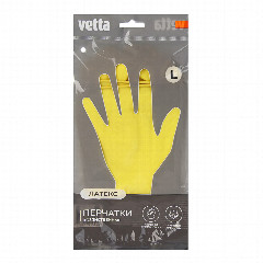 Перчатки резиновые желтые, L, VETTA