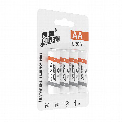 Батарейки Первая цена 4 шт "Alkaline" щелочные, тип AA (LR6), блистер