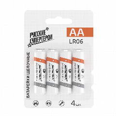 Батарейки Первая цена 4 шт "Alkaline" щелочные, тип AA (LR6), блистер