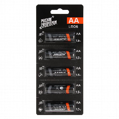 Батарейка AA BY (LR06) 1шт в отрывном блистере, щелочная 1.5В, цена за 1шт