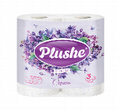 Туалетная бумага PLUSHE Deluxe Light "Сирень" 3-слойная, 8 рулонов по 15 м