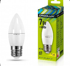 Лампочка ERGOLUX (13297) LED-C35-7W-E27-3K