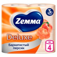 Бумага туалетная Zemma Deluxe Бархатистый персик, 3 слоя, 4 рулона