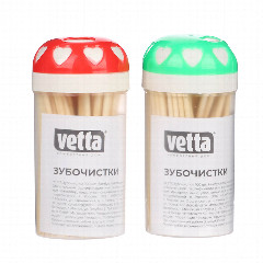 VETTA Зубочистки 100шт, бамбук, пластиковая уп.