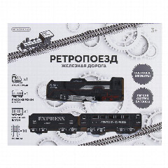 ИГРОЛЕНД Поезд с ж/д путями "Ретро", функция движения ,свет , 2АА, PP, HIPS, 35,7х24х4,3см
