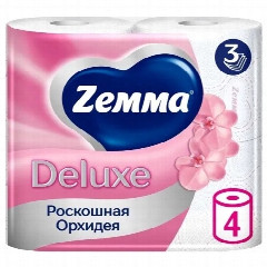 Бумага туалетная ЗЕММА Делюкс 4 рул.3-х.сл.Роскошная Орхидея *14