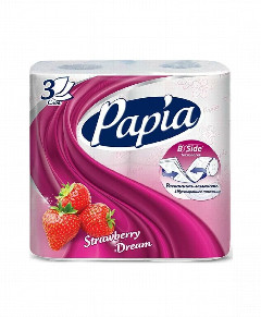 Бумага туалетная Papia 4 рул.3-х.сл Клубничная Мечта *14