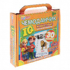 УМКА Развивающие карточки "IQ чемоданчик", 30 шт, 20,5х19,0х4см, 2 дизайна