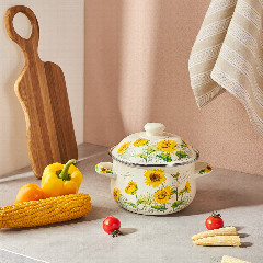 VETTA Подсолнухи Кастрюля эмалированная, 18см, 2,0л, индукция