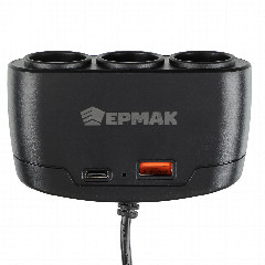 NEW GALAXY Разветвитель прикуривателя, 3 выхода + 1 USB, 60W, 12/24В, пластик