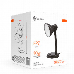 Лампа настольная BY, Е27, 28см, 40Вт, 220В, с выключателем, шнур 75 см, черный