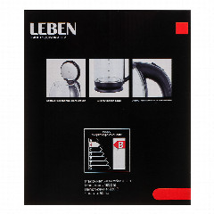 LEBEN Чайник электрический, 2 л, 1500 Вт, c LED подсветкой, стекло, черный