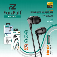 Проводные вакуумные наушники FaizFull FN40 3,5mm HD-Звучание с микрофоном HI-FI Аудио