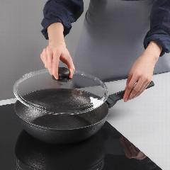 SATOSHI Крышка стеклянная безободковая с ручкой 28см